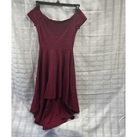 Windsor Womens Dress High Low Stretch Off Shoulder Color Red Burgundy Size S - Picture 12 of 16